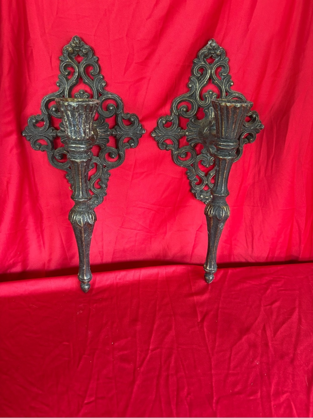 Ornate Wall Sconce Candle Holders - Black Bronze
